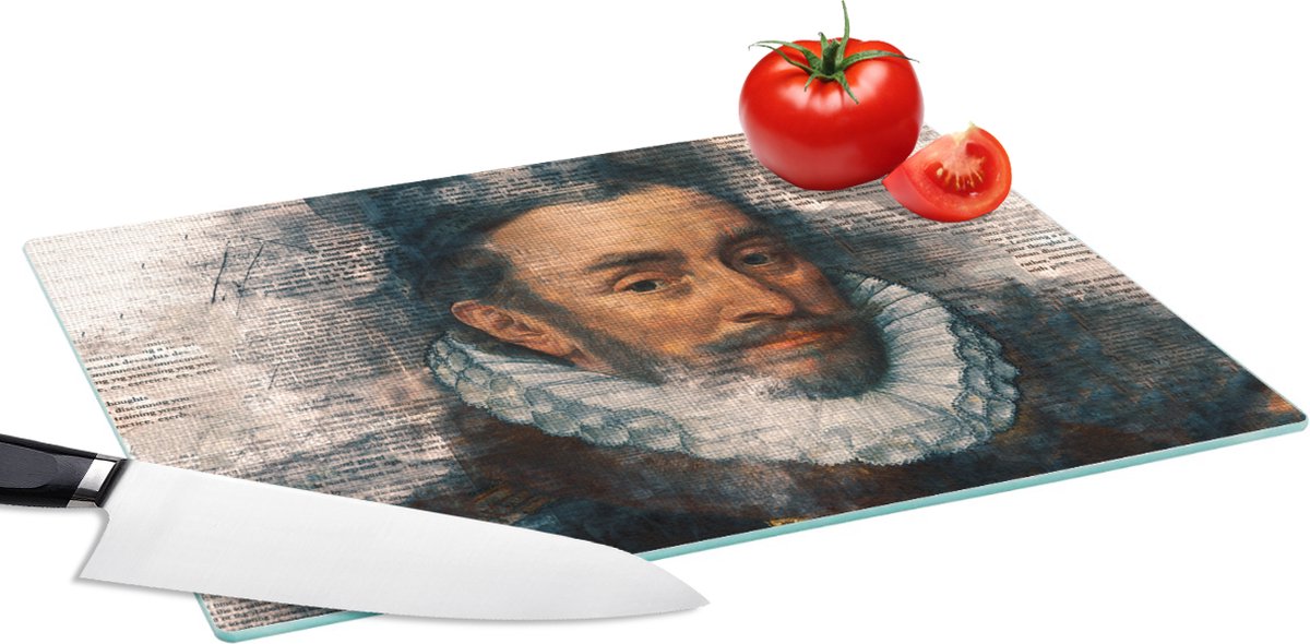 Glazen Snijplank - 39x28 - Willem van Oranje - Adriaen Thomasz - Collage - Snijplanken Glas