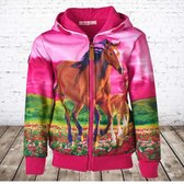 Hard roze vest met paarden print -s&C-122/128-Meisjes vest