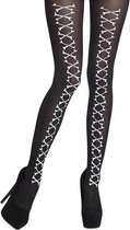 Halloween - Zwarte panty met gekruiste botten print voor dames