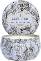 The Soi Company – Aqua de SOi - Wild White Currant geurkaars in decoratief blik - 255 gram | geurkaars warm en zacht | fruitig, bessen  | zwart wit |