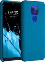 kwmobile telefoonhoesje voor Motorola Moto G9 Play / Moto E7 Plus - Hoesje met siliconen coating - Smartphone case in Caribisch blauw