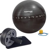 Tunturi - Fitness Set - Trainingswiel - Gymball Zwart met Anti Burst 90 cm