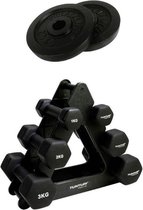 Tunturi - Fitness Set - Dumbbell Opbergrek incl 2x 1 t/m 3 dumbbells  - Halterschijven 2 x 2,5 kg