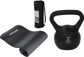 Tunturi - Fitness Set - Fitnessmat 180 x 60 x 1,5 cm - Kettlebell 2 kg