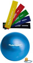 Tunturi - Fitness Set - Weerstandsbanden 5 stuks - Gymball Blauw 55 cm