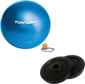 Tunturi - Fitness Set - Halterschijven 2 x 2,5 kg - Gymball Blauw 65 cm
