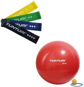 Tunturi - Fitness Set - Weerstandsbanden 4 stuks - Gymball Rood 55 cm