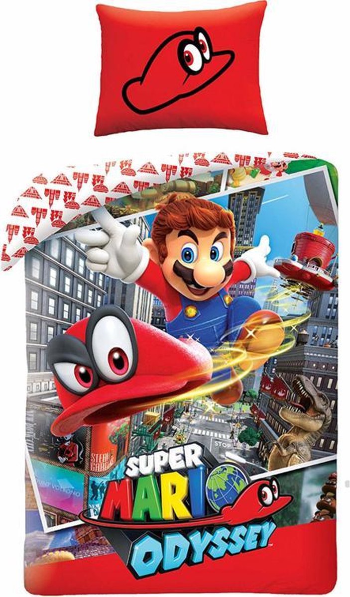 Super Mario Dekbedovertrek Mario Odyssey - Eenpersoons - 140 x 200 cm - Katoen - Merkloos