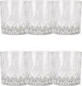 Clayre & Eef Waterglas set van 6 Ø 8*9 cm / 280 ml Transparant Glas Hoekig Drinkbeker Drinkglas Whiskeyglas