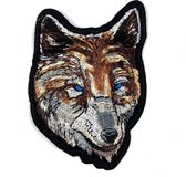 Wolf Wolven Kop Strijk Embleem Patch 10 cm / 13.5 cm / Bruin Grijs