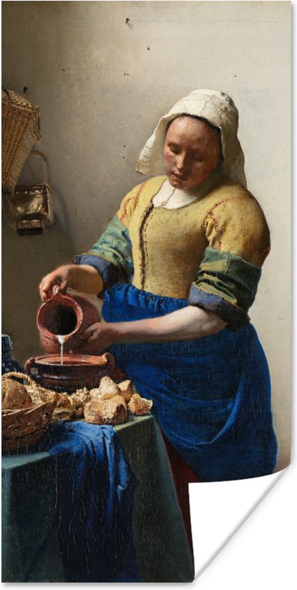 Poster Het melkmeisje - Johannes Vermeer - 40x80 cm