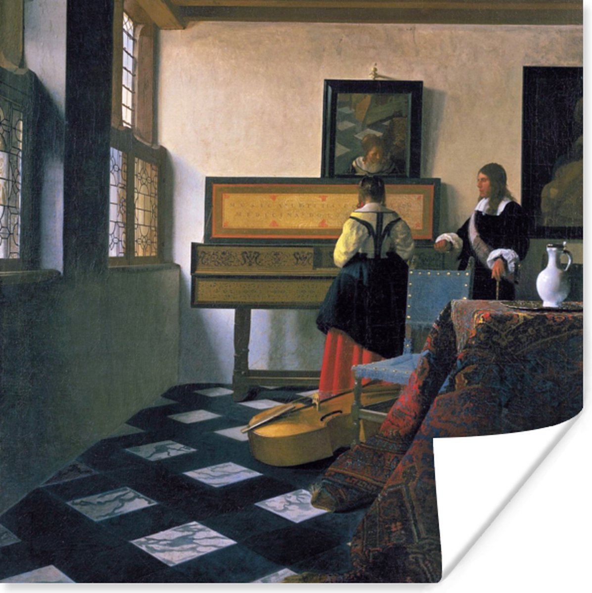 Poster The music lsesson - Johannes Vermeer - 100x100 cm XXL - PosterMonkey