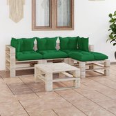 Decoways - 5-delige Loungeset met kussens pallet grenenhout