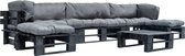 Decoways - 6-delige Loungeset pallet met grijze kussens hout