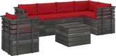 Decoways - 7-delige Loungeset met kussens pallet massief grenenhout