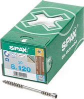 SPAX 538000801205 Vlonderschroef, Cilinderkop, 8 x 120, Fixeerschroefdraad, T-STAR plus T25 - blank - 50 stuks