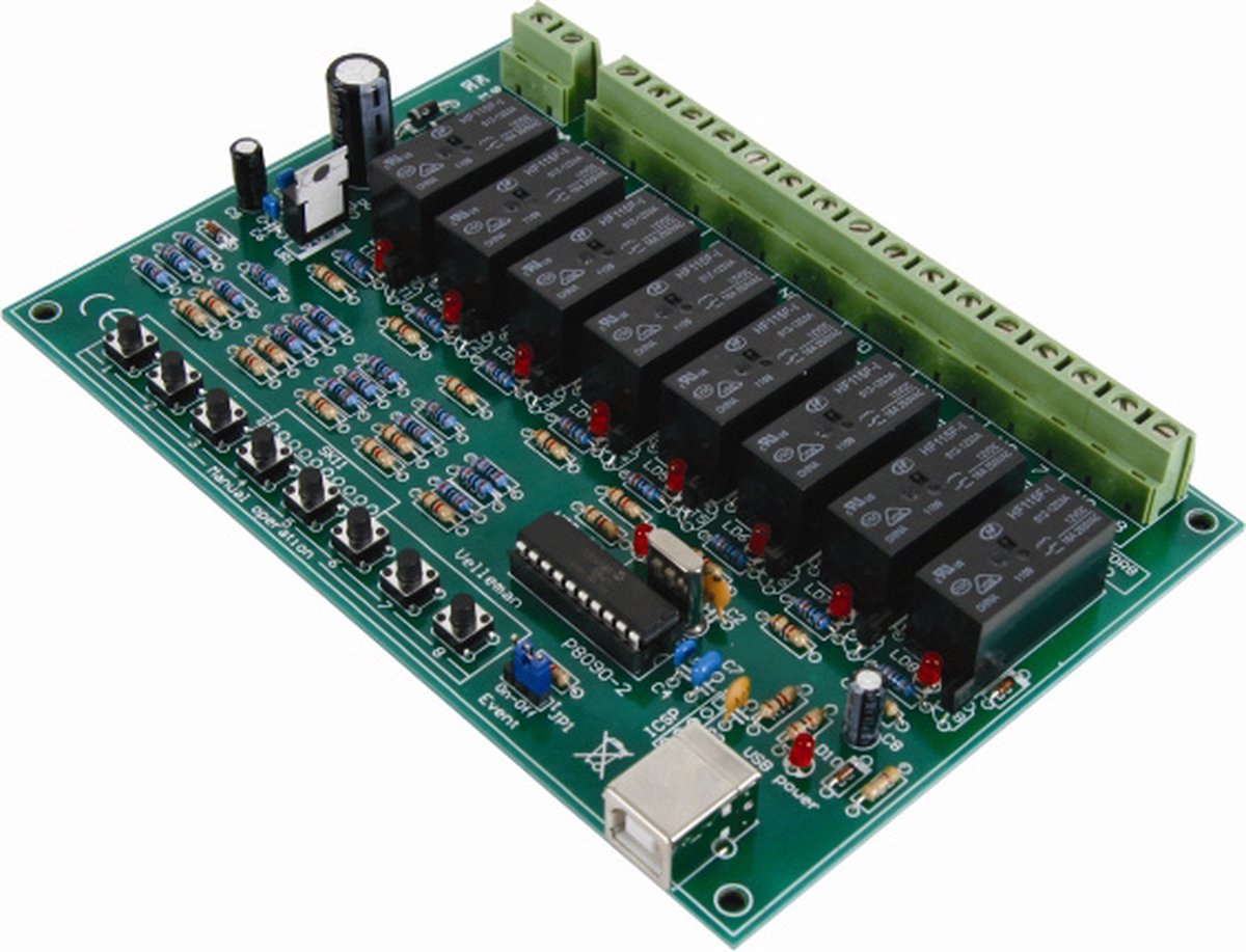 Whadda 8-Kanaals USB Relaiskaart - Soldeerkit - Velleman - Kit | bol.com