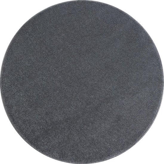 HomebyHome Vloerkleed voor de woonkamer, modern, tapijt voor slaapkamer, lichtgrijs, 160 cm, rond, laagpolig tapijt, woonkamer, effen, zacht en pluizig, keukentapijt voor kinderen, rond tapijt met