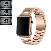 Smartwatch Bandje geschikt voor Apple Watch Series 1/2/3/4/5/6/SE/7 - 38/40/41mm - RVS - Schakelarmband - Rosé Goud