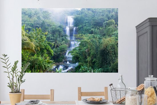 Sticker Muursticker Indonésie - Chutes d'eau en Indonésie - 120x80 cm - film adhésif autocollant - sticker mural repositionnable