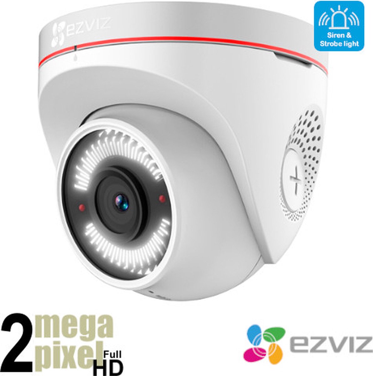 Ezviz C4W Full HD WiFi dome camera - stroboscoop - sirene - SD-kaart slot - EZC4W