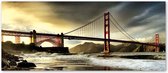 Trend24 - Canvas Schilderij - Weergave Van De Brooklyn Bridge - Schilderijen - Landschappen - 120x40x2 cm - Grijs