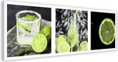 Trend24 - Canvas Schilderij - Lime Madness - Set - Schilderijen - Voedsel - 150x50x2 cm - Groen
