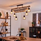 Belanian.nl - luminaire vintage scandinave Boho-style E27 , plafonnier noir, bois clair, 6 lumières, suspension industrielle, moderne et rétro pour salle à manger, hall, cuisine, chambre, salon