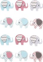 3D stickers olifanten 25 x 31 x 7 mm 12 stuks