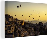 Canvas schilderij 150x100 cm - Wanddecoratie Luchtballonnen boven Turkije - Muurdecoratie woonkamer - Slaapkamer decoratie - Kamer accessoires - Schilderijen