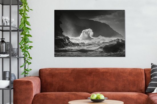 Hautes vagues à Hawaii 140x90 cm - Tirage photo sur toile (Décoration murale salon / chambre)