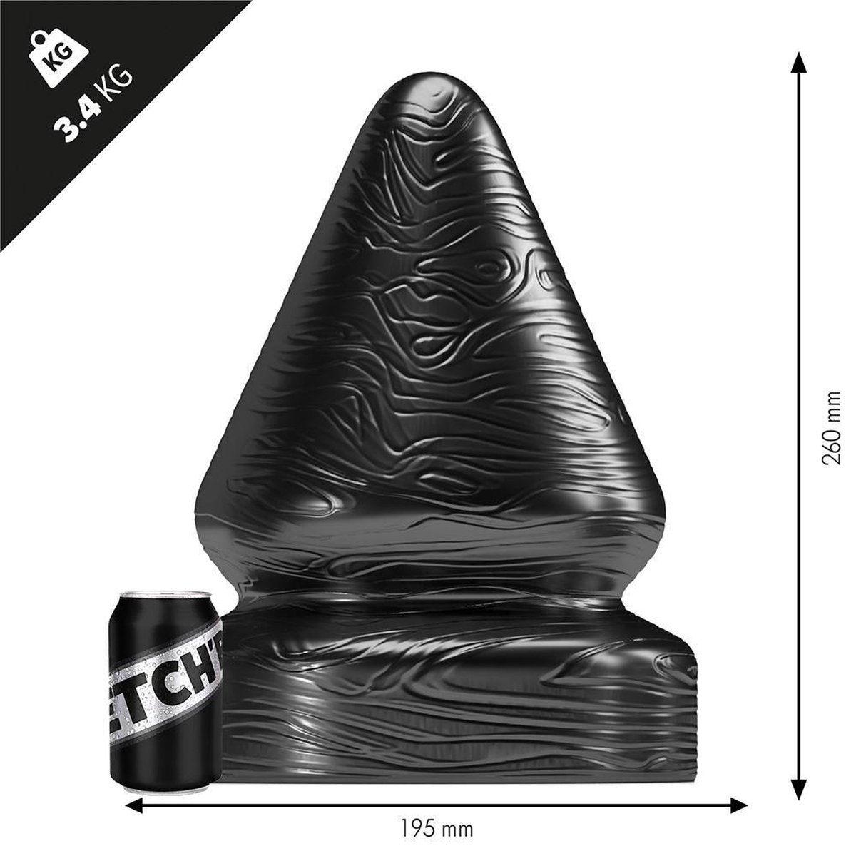 Stretch'r - Sirup - XXL Buttplug - Zwart Metallic XL