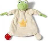 knuffeldoekje Frog 25 x 25 cm pluche wit/groen