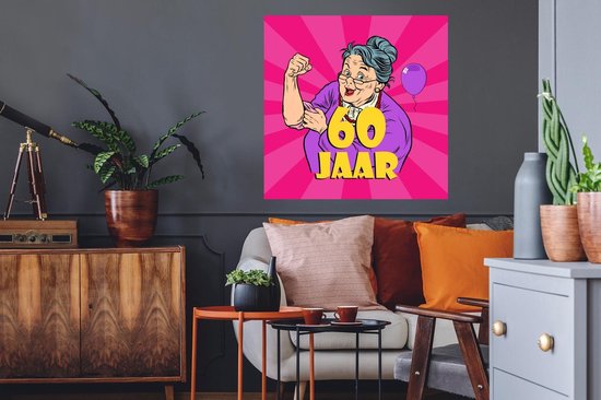 Stickers muraux - Film autocollant - Femme - Anniversaire - 60 ans - 80x80 cm - Film adhésif - Stickers muraux muraux Chambre d'enfant - Papier peint autocollant - Papier peint autocollant - Film autocollant