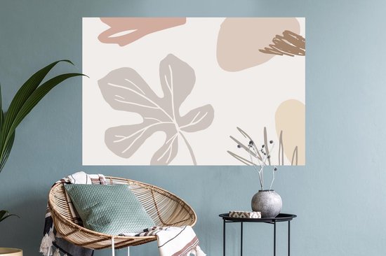 Stickers Stickers muraux - Été - Feuille - Grijs - 90x60 cm - Feuille adhésive