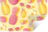 Muurstickers - Sticker Folie - Zomer - Ananas - Geel - 30x20 cm - Plakfolie - Muurstickers Kinderkamer - Zelfklevend Behang - Zelfklevend behangpapier - Stickerfolie