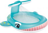 opblaaszwembad Walvis watersproeier 196 x 201 cm blauw