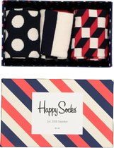 Happy Socks Classic Stripe Gift Box - rood - wit en blauwe sokken - Unisex - Maat: 41-46