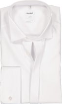 OLYMP Luxor comfort fit overhemd - smoking overhemd - wit - gladde stof met wing kraag - Strijkvrij - Boordmaat: 46
