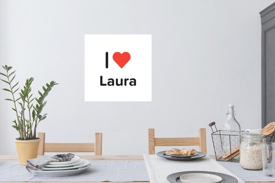 Stickers muraux - J'aime - Laura - Fille - 80x80 cm - Film adhésif