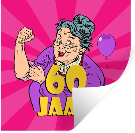 Stickers muraux - Film autocollant - Femme - Anniversaire - 60 ans - 120x120 cm - Film adhésif - Stickers muraux Chambre d'enfant - Papier peint autocollant XXL - Papier peint autocollant - Film autocollant