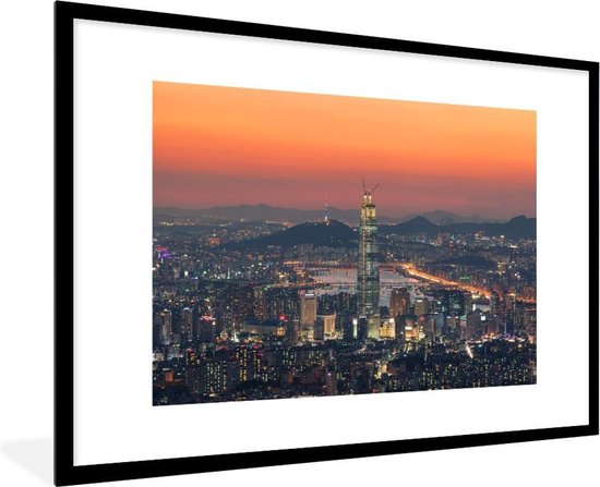 Affiche avec cadre Coucher de soleil à Séoul en Corée du Sud - 90x60 cm