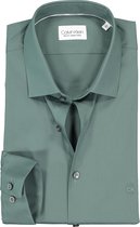 Calvin Klein slim fit overhemd - poplin stretch - balsem groen - Strijkvriendelijk - Boordmaat: 44