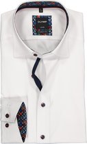 OLYMP Luxor modern fit overhemd - wit Oxford - Strijkvrij - Boordmaat: 41