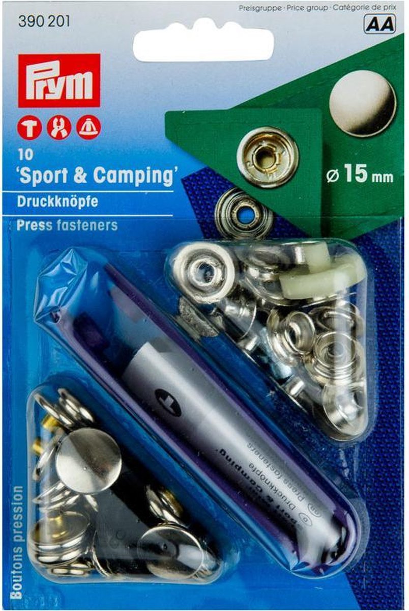 Afdekzeilwinkel - 10x Drukknopen Prym 15mm voor doek op doek Sport en Camping