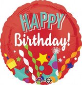 folieballon Happy Birthday 43 cm rood