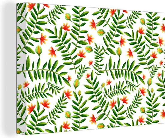 Canvas Schilderij Jungle - Bladeren - Flora - 60x40 cm - Wanddecoratie