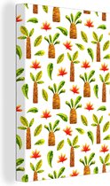 Canvas Schilderij Jungle - Palmboom - Bladeren - 60x90 cm - Wanddecoratie