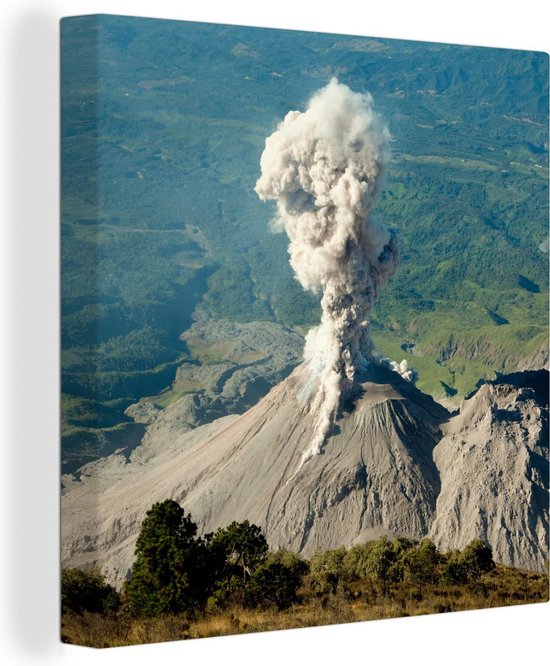Toile Peinture Guatemala - Volcan - Forêt - 20x20 cm - Décoration murale