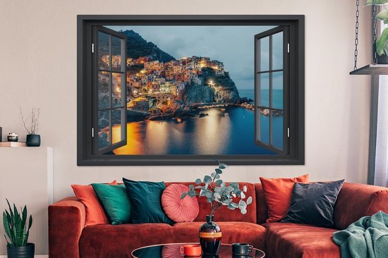 Peinture sur toile See Through - Italie - Mer - 180x120 cm - Décoration murale XXL